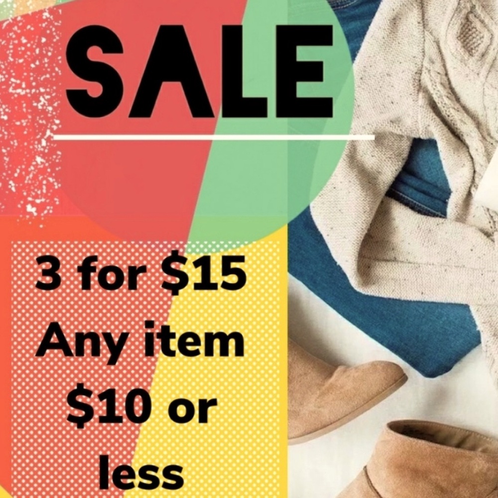 3/$15 or 25% off any price 2 or more items!